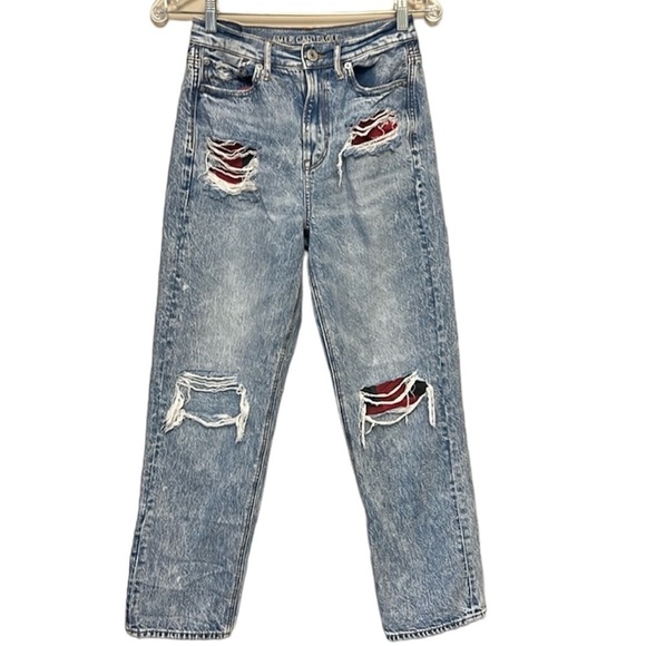 American Eagle Highest Rise Ripped 90S Boyfriend Acid Wash Jeans size 4 - Picture 1 of 8